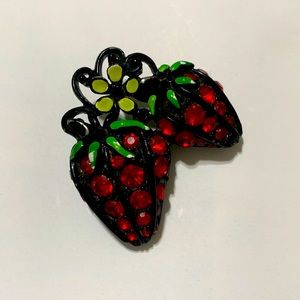 Strawberry rhinestone brooch